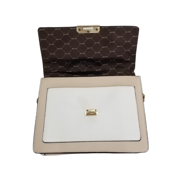 ALDO Womens Anniebrook Satchel in Neutral Colorblock Structured Handbag Purse - Picture 8 of 12